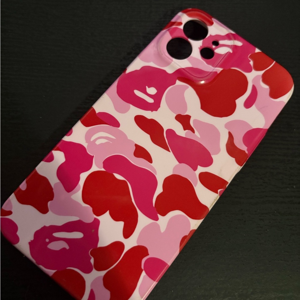 Bape Pink and Red Camouflage Phone Case